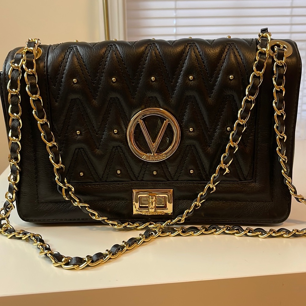 Mario Valentino Black and Gold Shoulder bag
